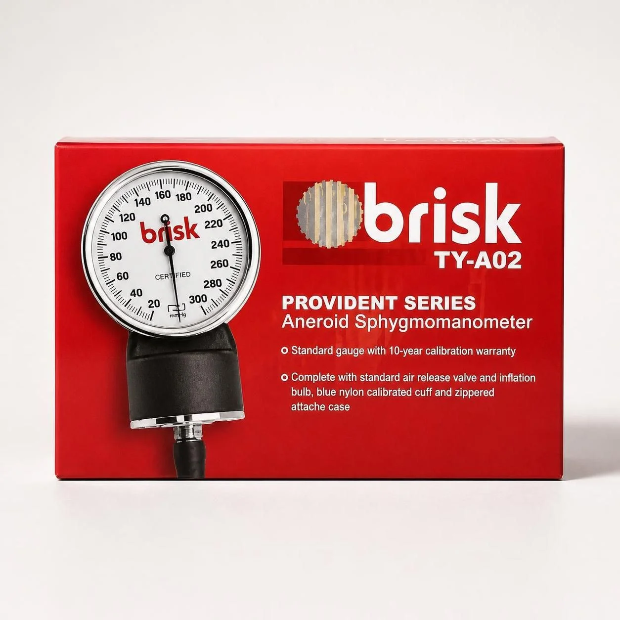 فشارسنج عقربه‌ای بازویی بریسک Brisk مدل TY-A02 با مانومتر مدرج و کاف اندازه‌گیری فشار خون
